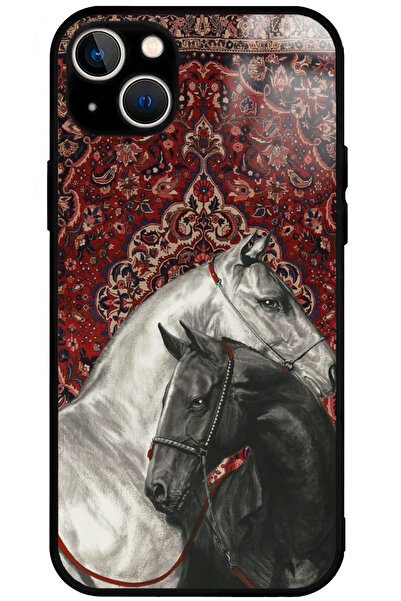 WANNA PROTECT iPhone 15 Kamera Korumalı İran Halısı Desenli Baskılı Glossy Te...