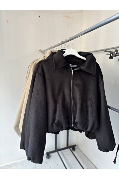 Butik kadın kaşe bomber ceket