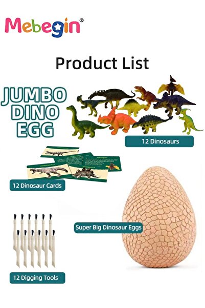 MEBEGIN Dinosaur Eggs Excavation Dig Kit with 12 Dinosaur Eggs, Dinosaur Toys for Kids, Fun Science Toys, ST