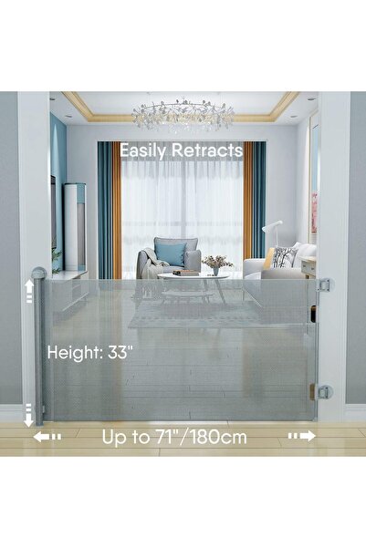 Beauenty Retractable Baby & Pet Gate (Grey, 71 x 34 in)
