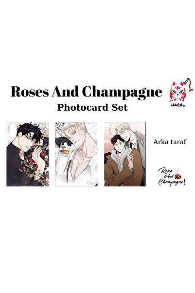 Hara Company Set de carduri foto de trandafiri și șampanie Lee Won JUNG și Caesar SERGEYEV / Card de colecție v2 (3 bucăți)