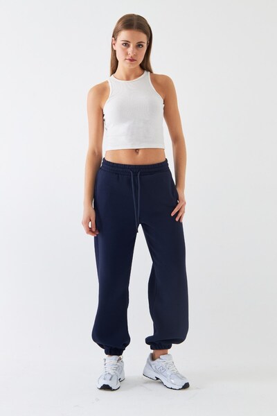 GIA - ART Oversize Unisex Sweatpants Navy Blue – 3-Thread Ribbed, Elasticated Waistband, Pockets, Relaxed Fit