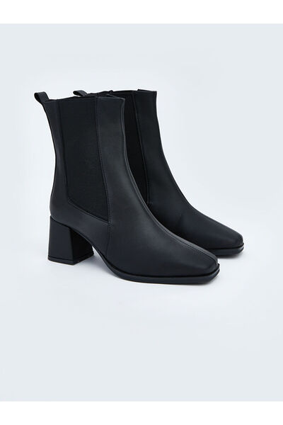 LC Waikiki MG TREND'EN LCW WAIKIKI Siyah Deri Görünümlü Topuklu Kadın Bot