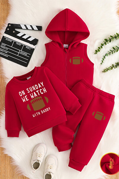 ADABEBEK Premium Sports Theme Printed Vest Set 3-Piece Bottom and Top Baby Set 24746