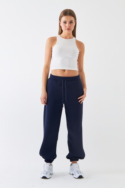 GIA - ART Oversize Unisex Sweatpants Navy Blue – 3-Thread Ribbed, Elasticated Waistband, Pockets, Relaxed Fit