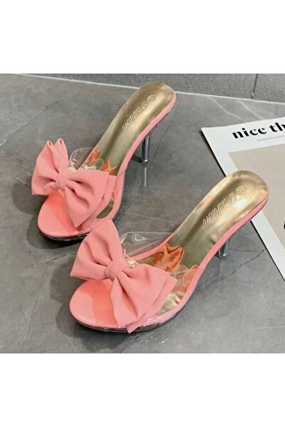 VOESH New York kadın pembe şeffaf ince topuklu ayakkabı