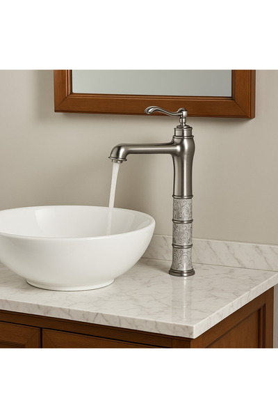 EMFA AKSESUAR صنبور حوض من البورسلين والكروم - تصميم عصري لصنبور الحوض من الكروم