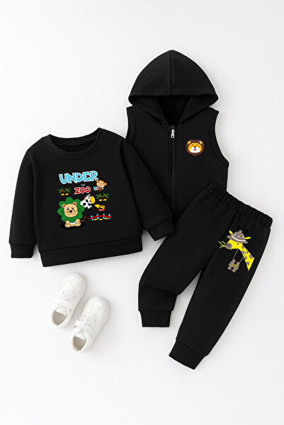 ADABEBEK Premium under the Zoo Printed Vest Set 3-Piece Bottom and Top Baby Set 23329