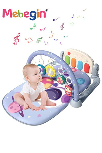 MEBEGIN سجادة لعب للأطفال مع 5 ألعاب حسية ولوحة بيانو، سجادة رياضية للبيانو ل...