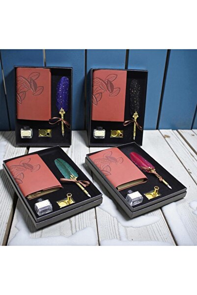 Kuzey Tacı مجموعة الخط/الكتابة المكونة من قلم ريشة على الطراز القديم، والحبر ودفتر الملاحظات، في علبة هدايا Vip