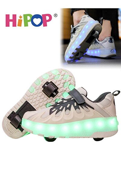 HIPOP Unisex Kids Roller Skates Shoes with USB Charging Lights,Fashional Girls Boys Roller Shoes,Retractab