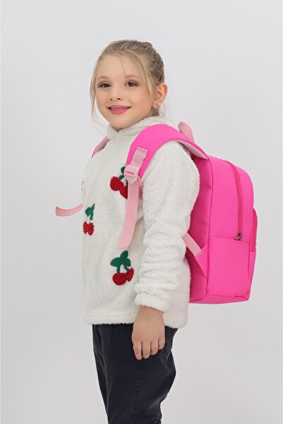 Probag Fuchsia Kindergarten Nursery Bag with Cute Rabbit Figure, 4 Compartment Girls' Backpack