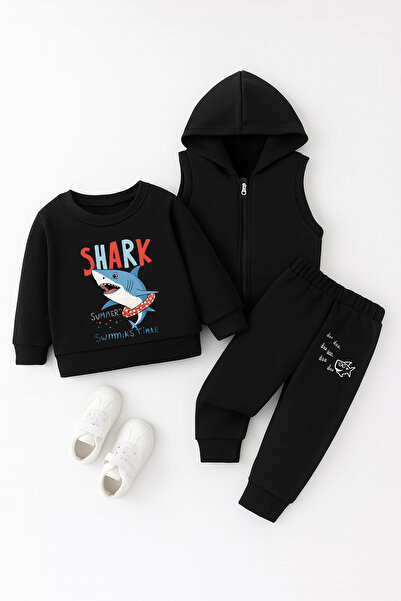 ADABEBEK Premium Shark Printed Vest Set 3-Piece Bottom Top Baby Set 22562