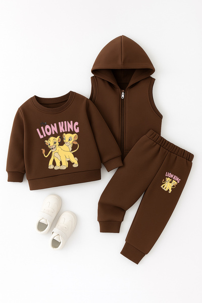 ADABEBEK Premium Lion Brothers Printed Vest Set 3-Piece Bottom Top Baby Set 23967