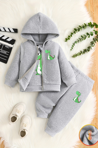 ADABEBEK Premium Dinosaur Printed Vest Set 3-Piece Bottom and Top Baby Set 24750