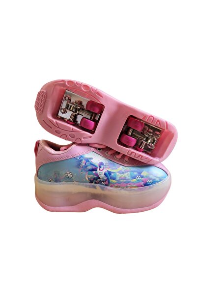 My modern game Professional sports shoes, children's adjustable four-wheel skate shoes, pink color, various sizes