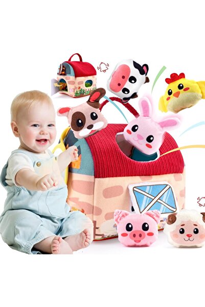 LA' PRECIOUS ألعاب أطفال من 6 إلى 12 شهرًا - لعبة فرز أشكال حيوانات المزرعة الصغيرة مع 6 حيوانات قطيفة