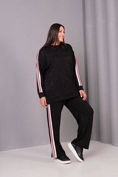 aytemas Suit with Stone Print on the Front and Stripes on the Sides