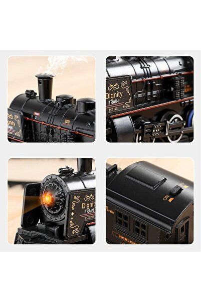 Beauenty Electric Train Set for Kids - Battery-Powered with Lights, Smoke & Sound (Smoky Black)
