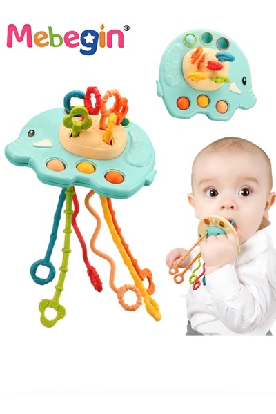 MEBEGIN ألعاب التسنين الآمنة، ألعاب مونتيسوري على شكل فيل بألوان زاهية وأشكال...