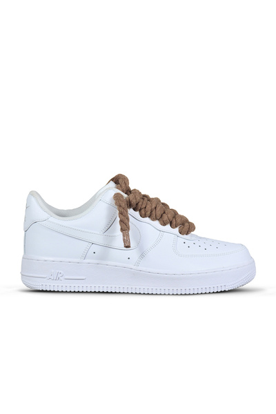 Nike Air Force 1 Custom Rope Laces Dark Chocolate - Dark brown personalized with thick laces