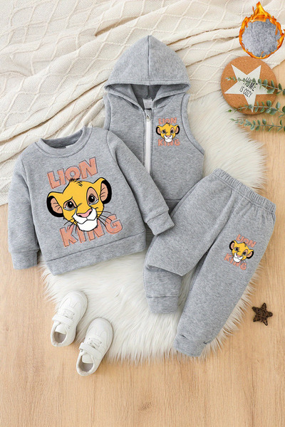 ADABEBEK Premium Lion King Printed Vest Set 3-Piece Bottom Top Baby Set 24754