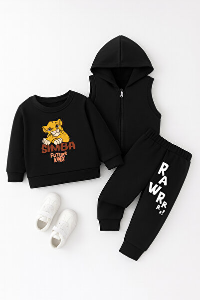 ADABEBEK Premium Simba Rawrrr Printed Vest Set 3-Piece Bottom and Top Baby Set 24406