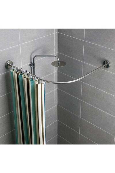 Arabest Curved Corner Shower Curtain Rod 304 Stainless,Shower Curtain Rail Pole L-Shaped Extensible Pole No