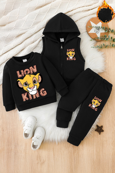 ADABEBEK Premium Lion King Printed Vest Set 3-Piece Bottom Top Baby Set 24754