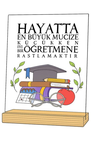 Elfora Öğretmenler Gününe Özel Hediye Modern Öğretmen Hediyesi Ahşap Taban Pleksi Yıl Sonu Karne Hediyesi