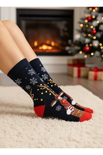 CANMODA Șosetă de Crăciun cu prosop cu tema cerbului cu eșarfă - CM156
