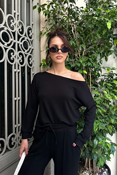 BEJNA Women's Off-Shoulder Soft Modal Textured Bottom Top Set