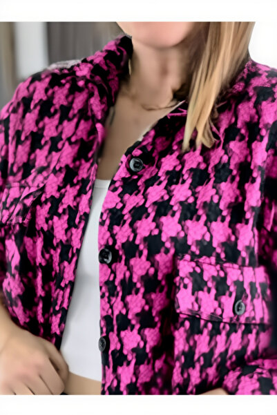 akkanatbutik Women's Overize Large Bag Pocket Patterned Shirt