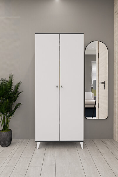 Mirobi Dolva Portmanto Vestiyer Askılık Dolabı Beyaz-Antrasit