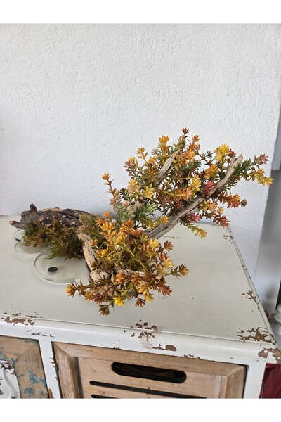 Decoroon El Yapımı Doğal Ağaç Dekor – Sonbahar Renkli Yapay Çiçekli Masa Üstü...