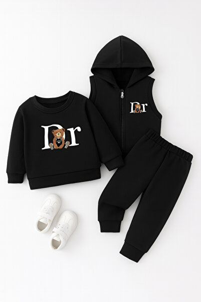 ADABEBEK Premium Dr Bear Printed Vest Set 3-Piece Bottom and Top Baby Set 24470