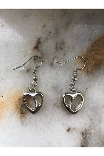 bnidesign أقراط نسائية أنيقة على شكل قلب باللون الفضي