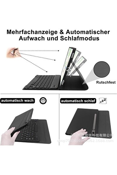 MMP SHOP Samsung Galaxy Tab A11 Plus / A9 Plus Compatible Bluetooth Enabled Case with Pen Compartment and Keyboard