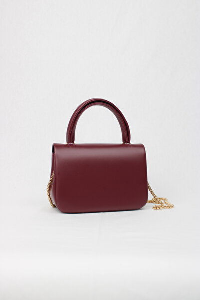 mossi Burgundy Faux Leather Chain Strap Women's Hand and Shoulder Bag