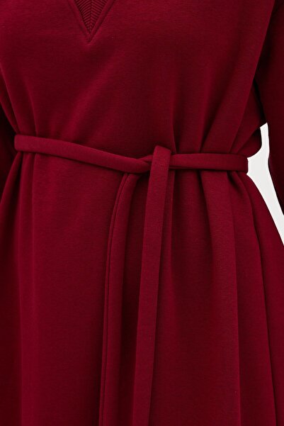 QANU V-Neck Long Sweatshirt Burgundy