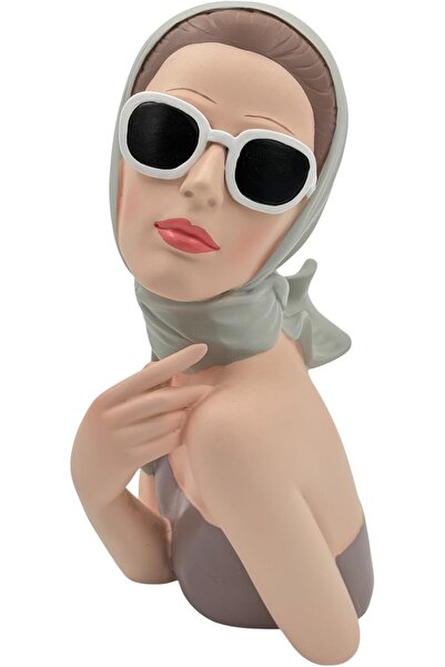 B&D banddtools Modern Decorative Polyresin Bust Statue with Sunglasses, 12×15×10 cm, White & Gray