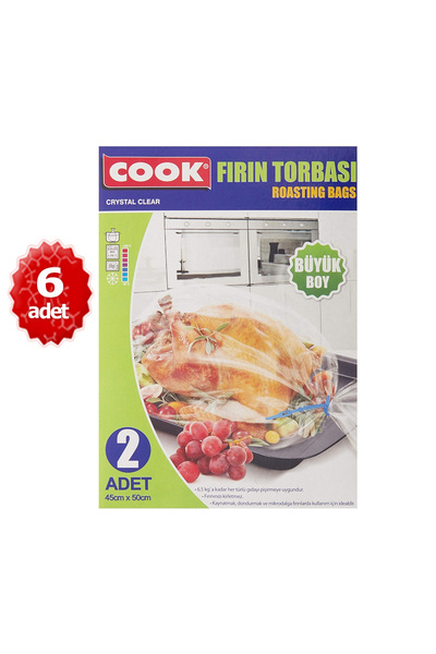 COOK Fırın Torbası - X6 Adet Büyük Boy 45 cm x 50 cm (2 Adet/kutu Içi)