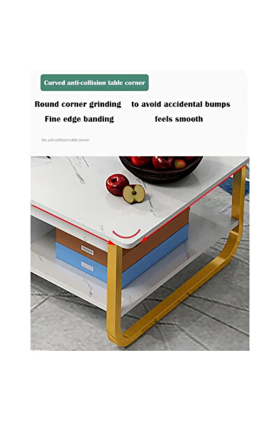 KEKE White Marble finish Top 2 Tier Modern Living Room Home Sofa Table