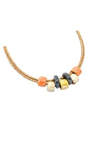 IBU Cork Women's cork necklace with geometric ceramic elements