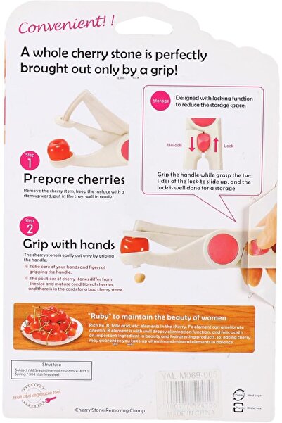 B&D Cherry Stone Remover Clamp with Locking Function, White & Green