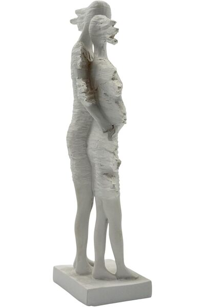 B&D Modern Abstract Resin Art Sculpture - Gray Decorative Contemporary Home Décor