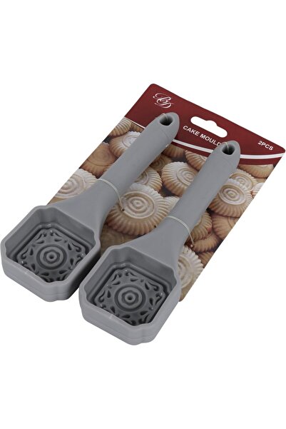B&D Professional Cookie Mould Set, Grey, 2 Pieces, Decorative Spiral Pattern, Square Cake Stamp Desi