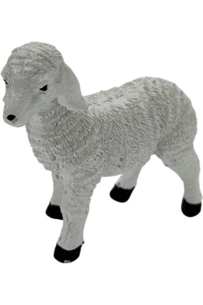 B&D Decorative White Sheep Statue, White & Black, Indoor Home Decor