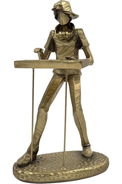 B&D DÉCOR Decorative DJ Keyboardist Figurine, Bronze Metallic Finish
