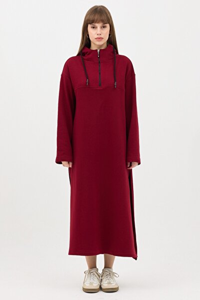 QANU Zippered Sweatshirt Claret Red